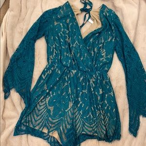 Turquoise LACE romper ✨